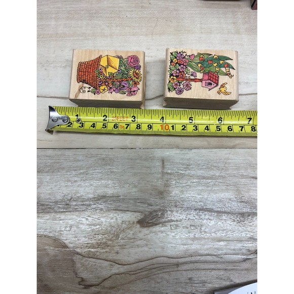 Wood Mounted Rubber Stamps Set Of 4 - Picture 3 of 8